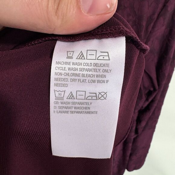 Susan Graver Burnout Jacquard Knit Top Vintage Wine 1X Petite Whimsygoth Romance - Picture 6 of 7